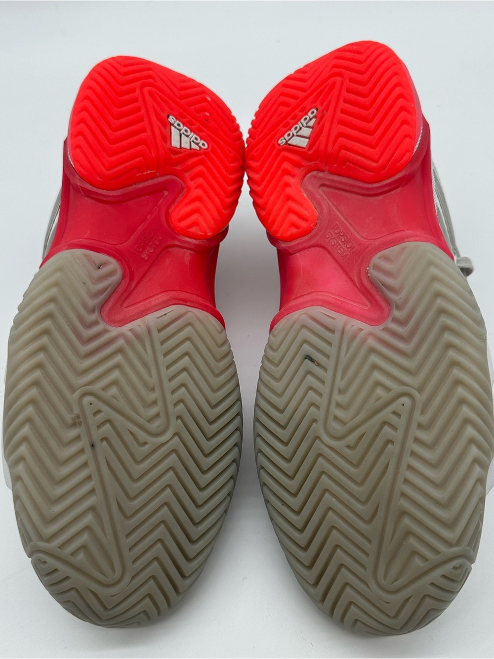 adidas Barricade Light Gray and Coral Court Shoes - Picture 8 of 10